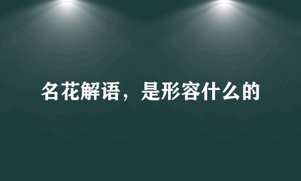 名花解语，是形容什么的
