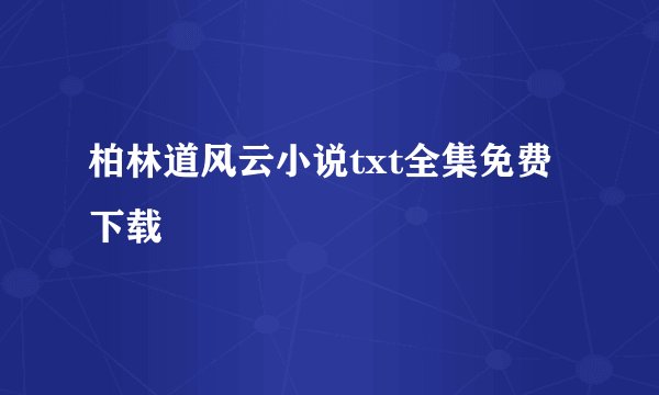 柏林道风云小说txt全集免费下载
