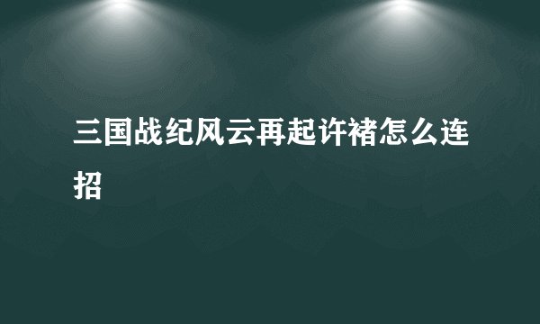 三国战纪风云再起许褚怎么连招