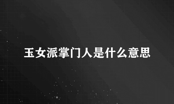 玉女派掌门人是什么意思
