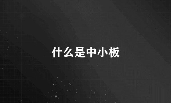 什么是中小板