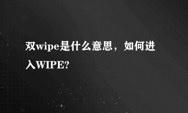 双wipe是什么意思，如何进入WIPE?
