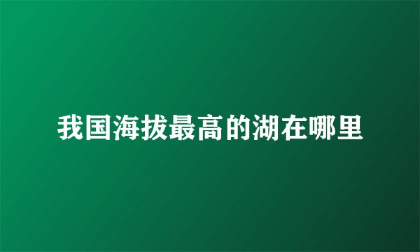 我国海拔最高的湖在哪里
