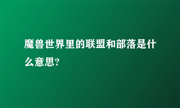 魔兽世界里的联盟和部落是什么意思?