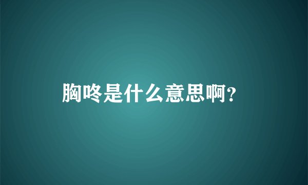 胸咚是什么意思啊？