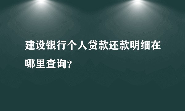 建设银行个人贷款还款明细在哪里查询？