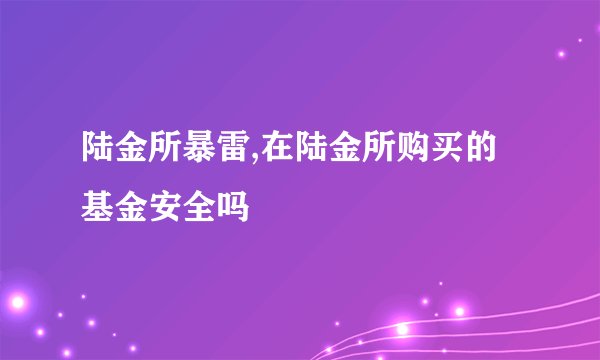 陆金所暴雷,在陆金所购买的基金安全吗