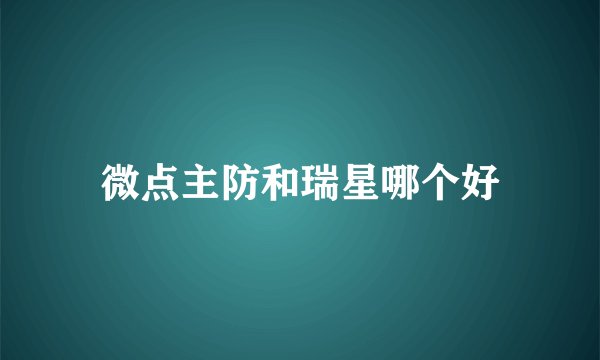 微点主防和瑞星哪个好