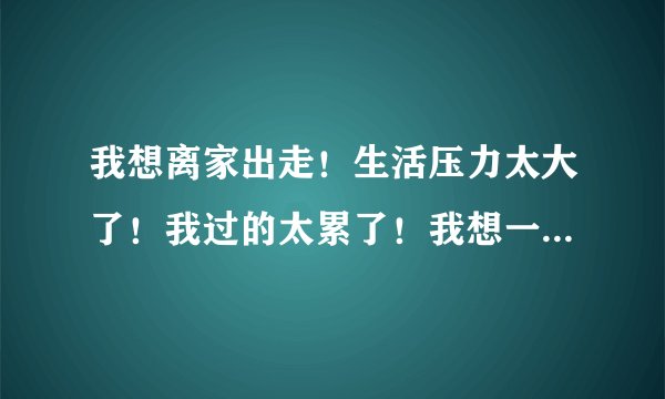 我想离家出走！生活压力太大了！我过的太累了！我想一个人去一个陌生的城市重新生活！我不想与家里人联系