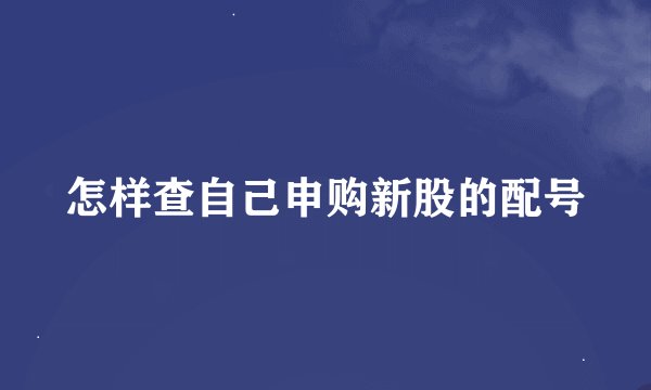 怎样查自己申购新股的配号