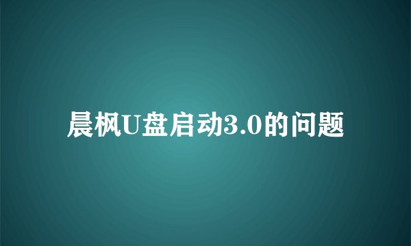 晨枫U盘启动3.0的问题