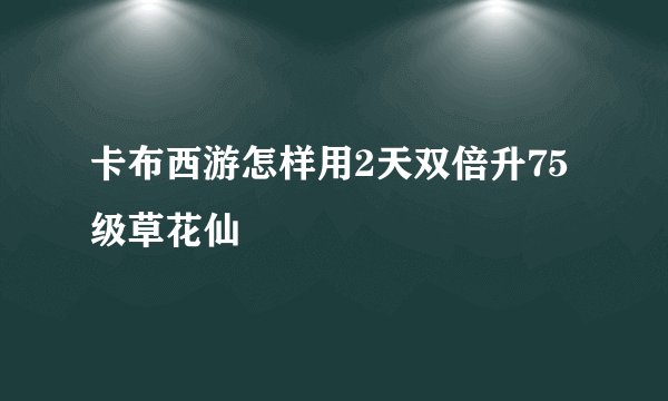 卡布西游怎样用2天双倍升75级草花仙
