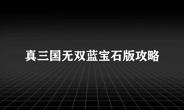 真三国无双蓝宝石版攻略