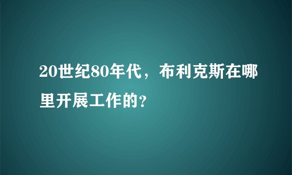 20世纪80年代，布利克斯在哪里开展工作的？