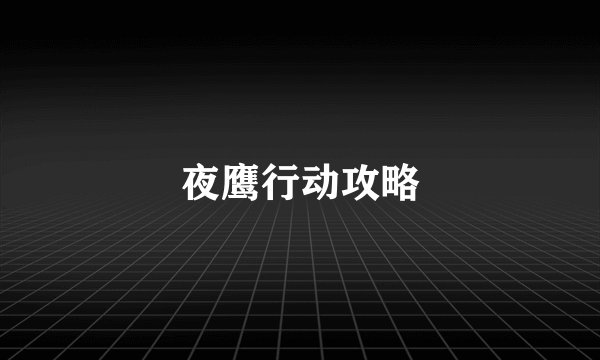 夜鹰行动攻略