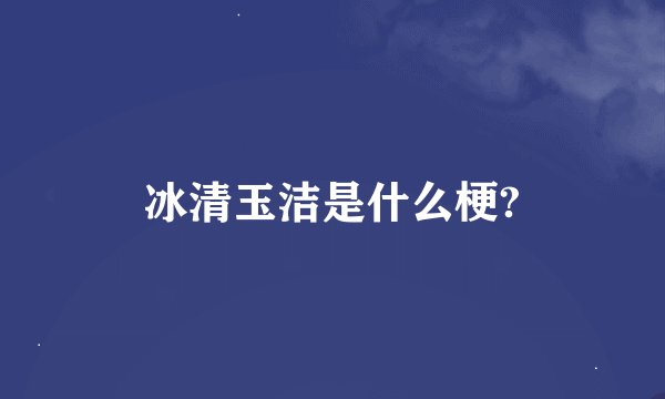 冰清玉洁是什么梗?