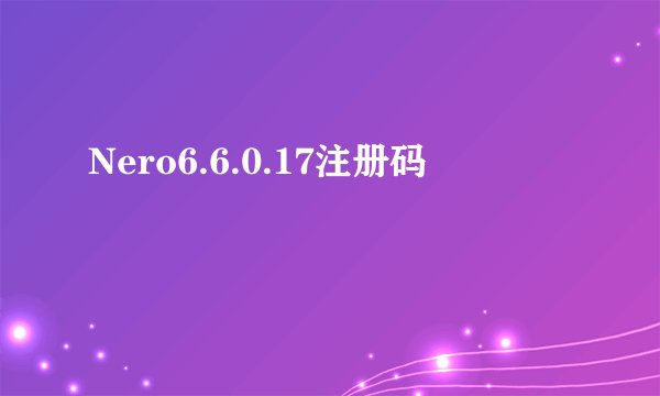 Nero6.6.0.17注册码