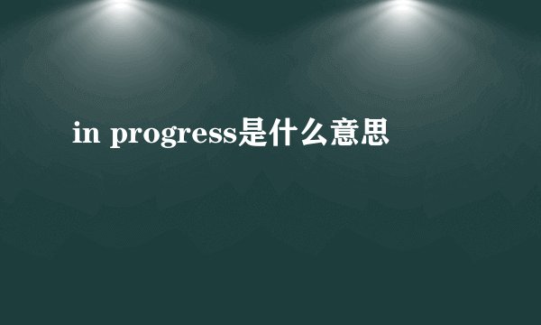 in progress是什么意思