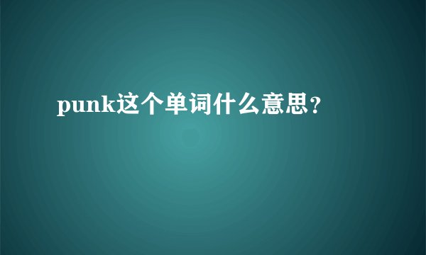 punk这个单词什么意思？