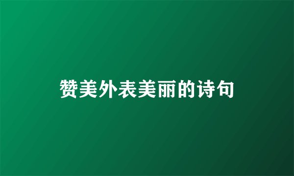 赞美外表美丽的诗句