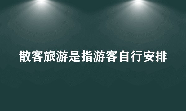 散客旅游是指游客自行安排