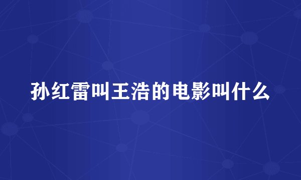 孙红雷叫王浩的电影叫什么