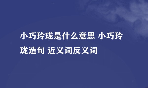 小巧玲珑是什么意思 小巧玲珑造句 近义词反义词