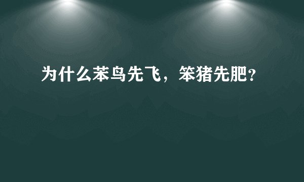 为什么苯鸟先飞，笨猪先肥？