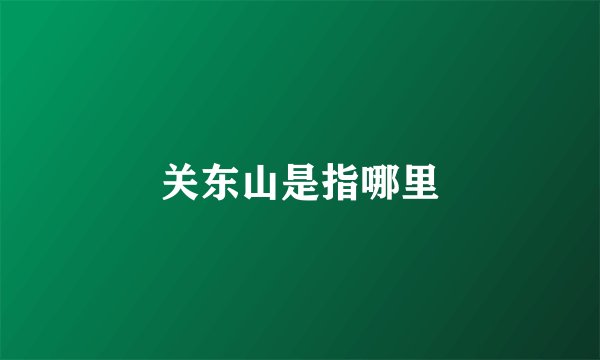 关东山是指哪里