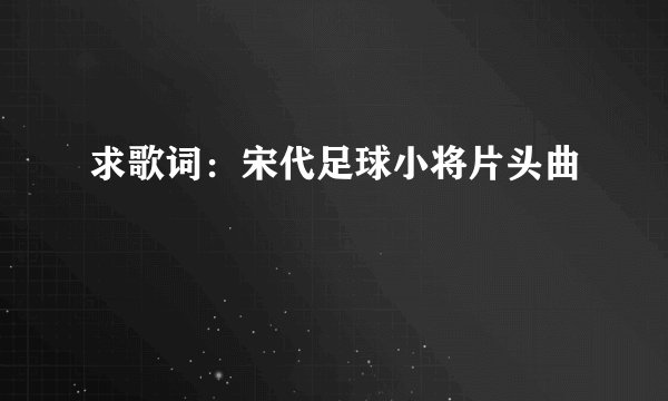 求歌词：宋代足球小将片头曲