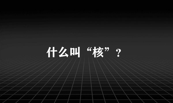 什么叫“核”？