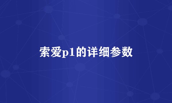 索爱p1的详细参数