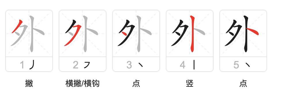 外面的外字怎么写