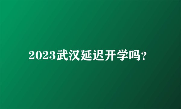 2023武汉延迟开学吗？