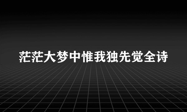 茫茫大梦中惟我独先觉全诗