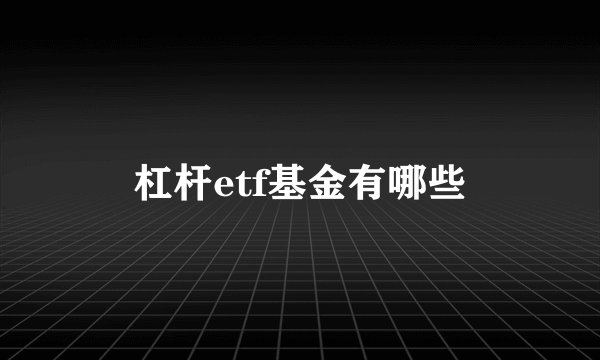 杠杆etf基金有哪些