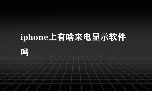 iphone上有啥来电显示软件吗