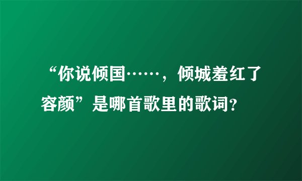 “你说倾国……，倾城羞红了容颜”是哪首歌里的歌词？