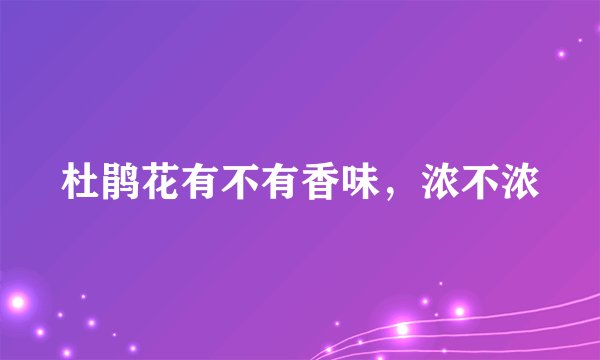 杜鹃花有不有香味，浓不浓