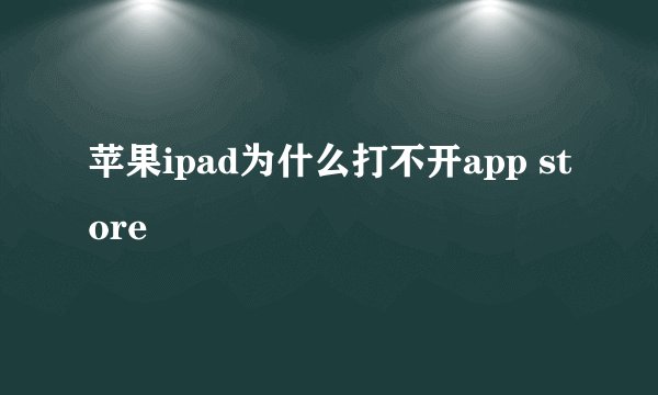 苹果ipad为什么打不开app store