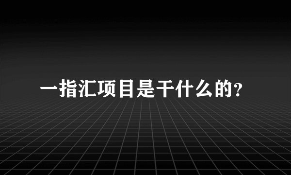 一指汇项目是干什么的？