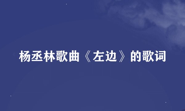 杨丞林歌曲《左边》的歌词