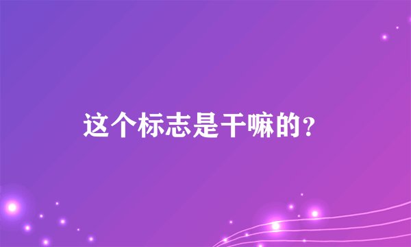 这个标志是干嘛的？
