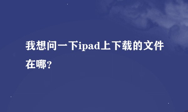 我想问一下ipad上下载的文件在哪？
