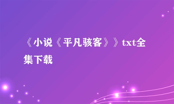 《小说《平凡骇客》》txt全集下载