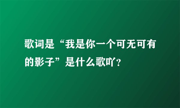 歌词是“我是你一个可无可有的影子”是什么歌吖？