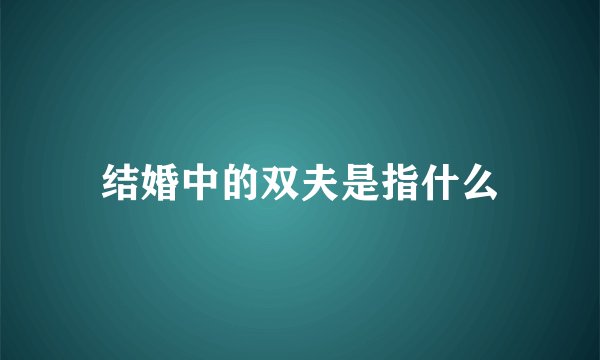 结婚中的双夫是指什么