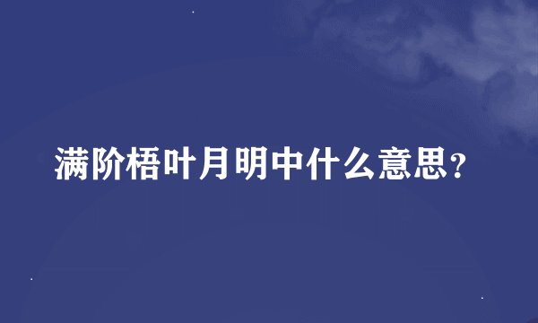 满阶梧叶月明中什么意思？