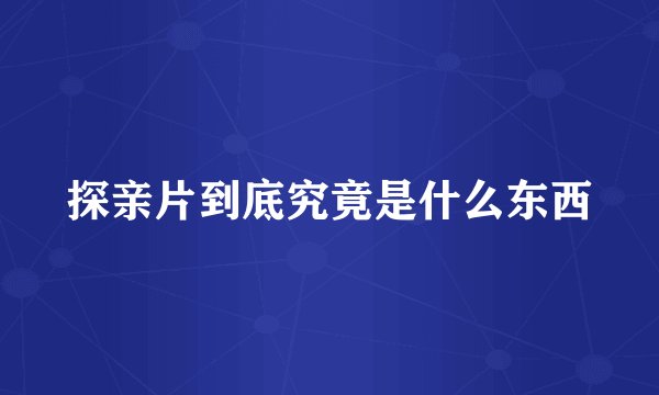 探亲片到底究竟是什么东西