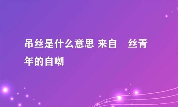 吊丝是什么意思 来自屌丝青年的自嘲